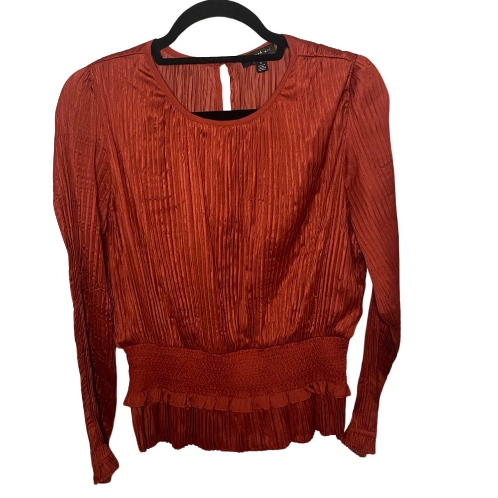 Current Air Los Angeles Burnt Orange Ruched Shirred Waist Top size S
